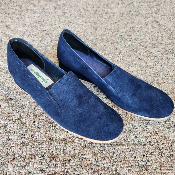 Grasshoppers blue suede wedge loafers - Picture 1 of 6